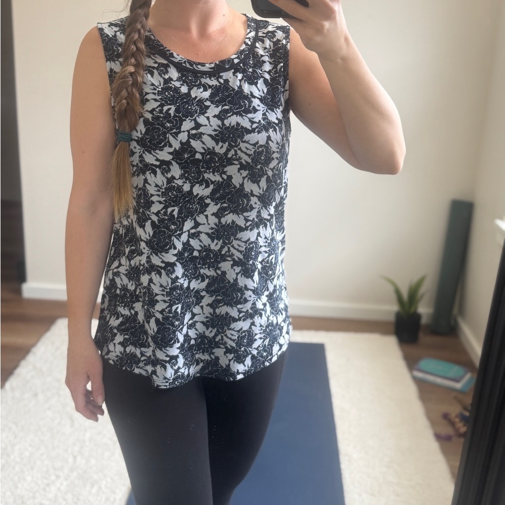Floral Black & White Flowy Top